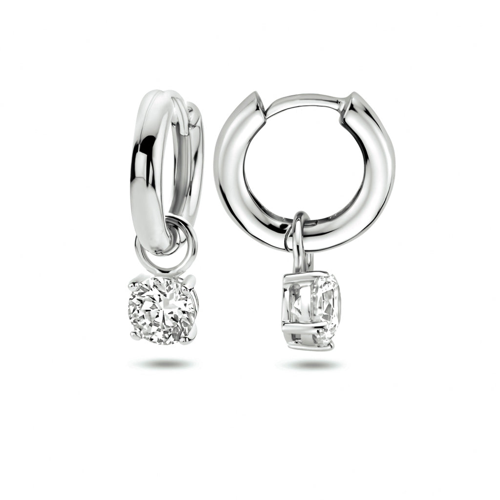 klapoorringen zirkonia 23,5 mm zilver gerhodineerd