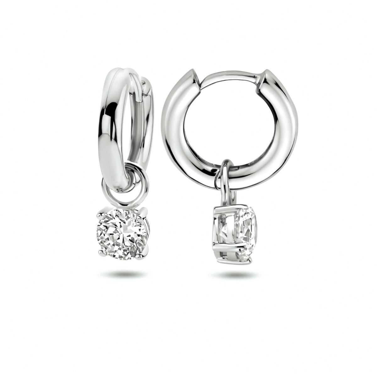 klapoorringen zirkonia 23,5 mm zilver gerhodineerd