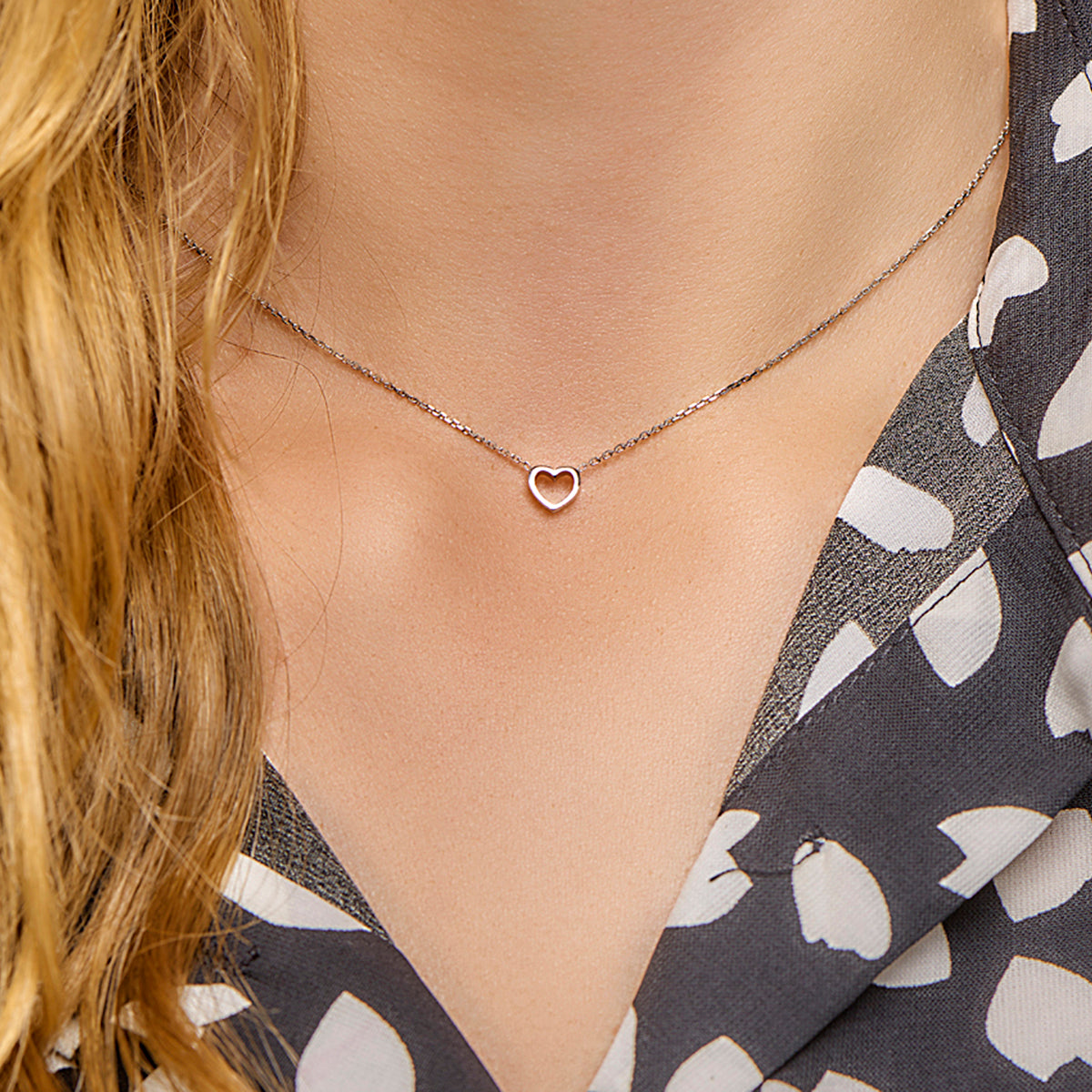 collier hart 36 + 4 cm zilver gerhodineerd