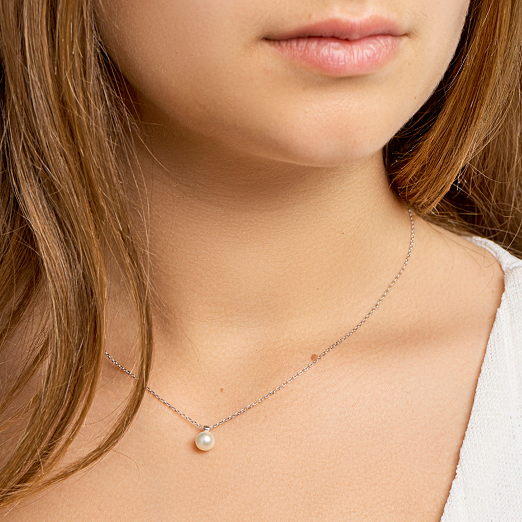 collier parel 40 + 4 cm zilver gerhodineerd