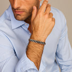 armband oxi gourmette 6 zijdes geslepen 8,5 mm zilver geoxideerd