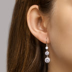 Ohrringe mit Zirkonia, französischer Haken, Silber rhodiniert