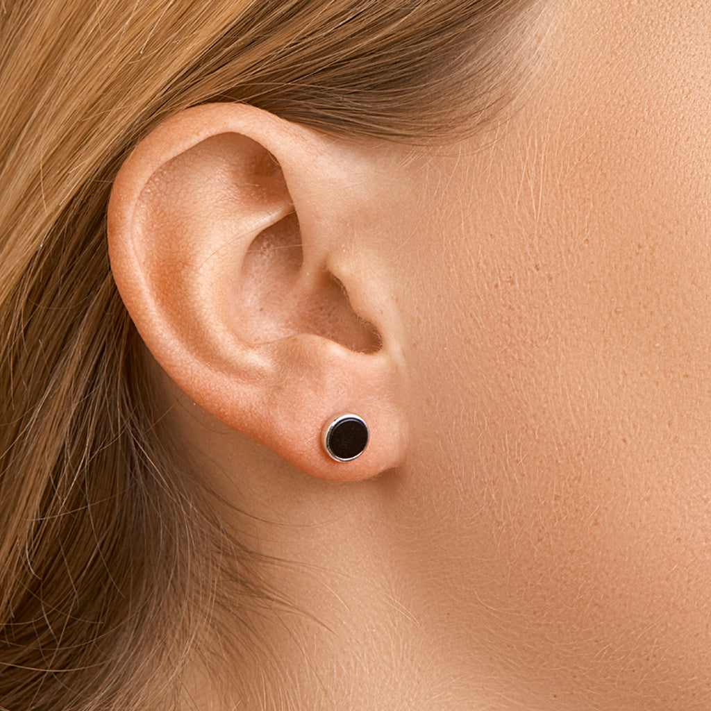 Ohrstecker Onyx Silber rhodiniert