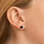Ohrstecker Onyx Silber rhodiniert