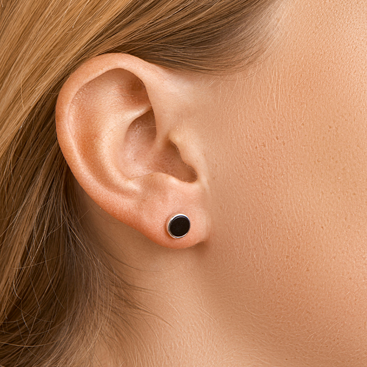 Ohrstecker Onyx Silber rhodiniert