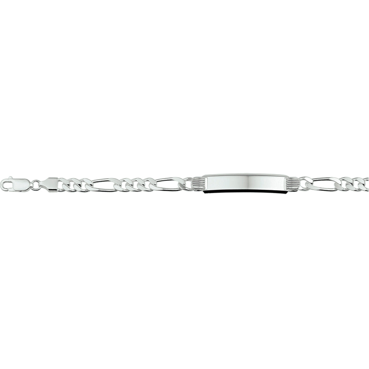 Gravurarmband Figaroplatte 8 mm 20 cm silberweiß