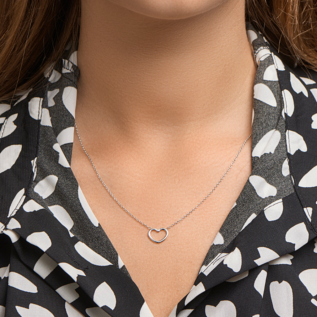 collier hart 41 + 5 cm zilver gerhodineerd