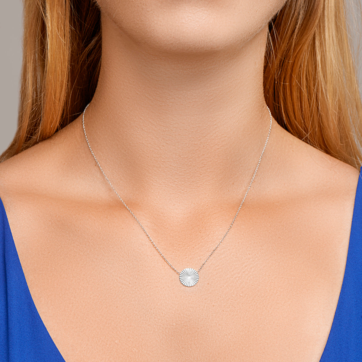 Halskette runder Diamant 40 + 5 cm Silber rhodiniert