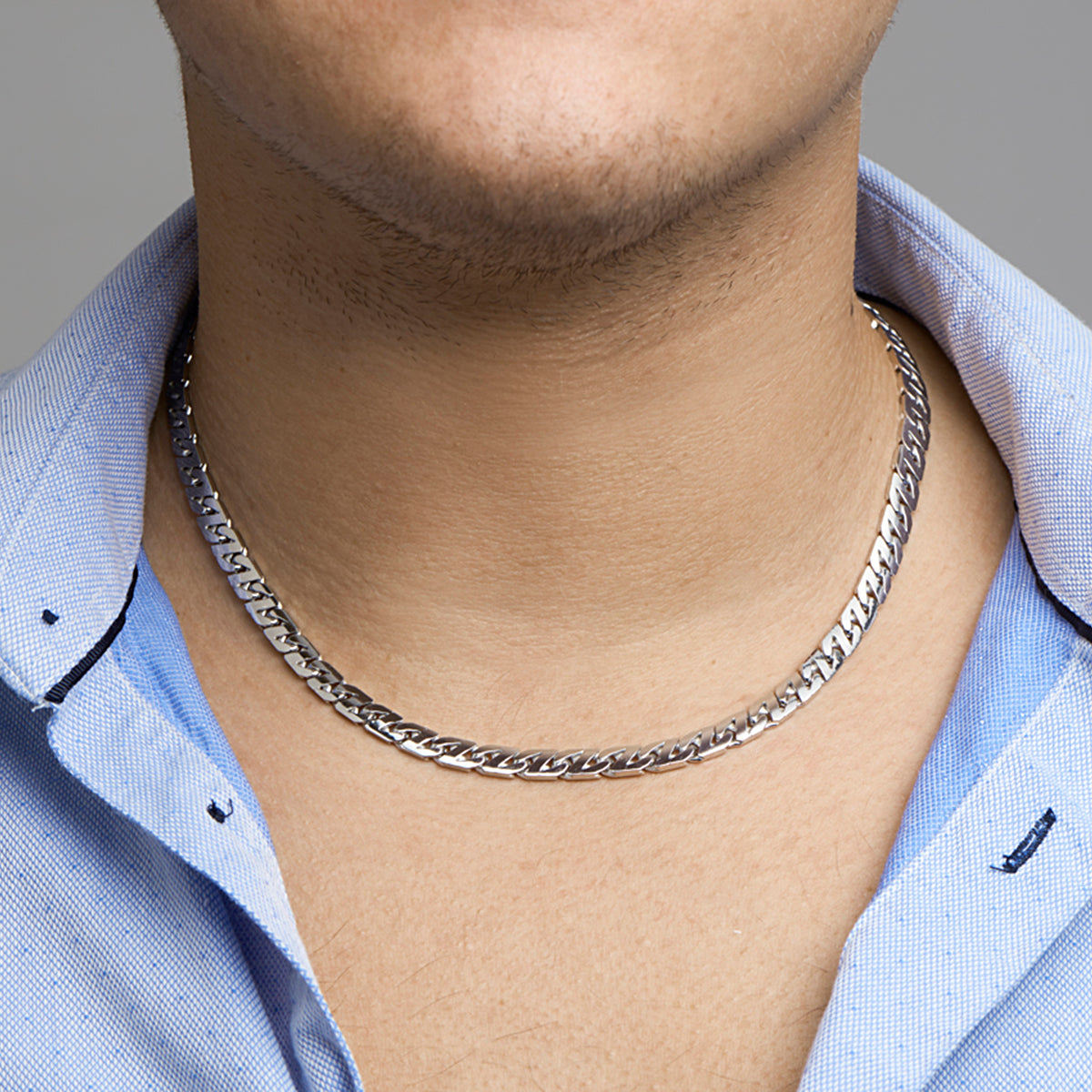 collier gourmette 6,6 mm zilver gerhodineerd