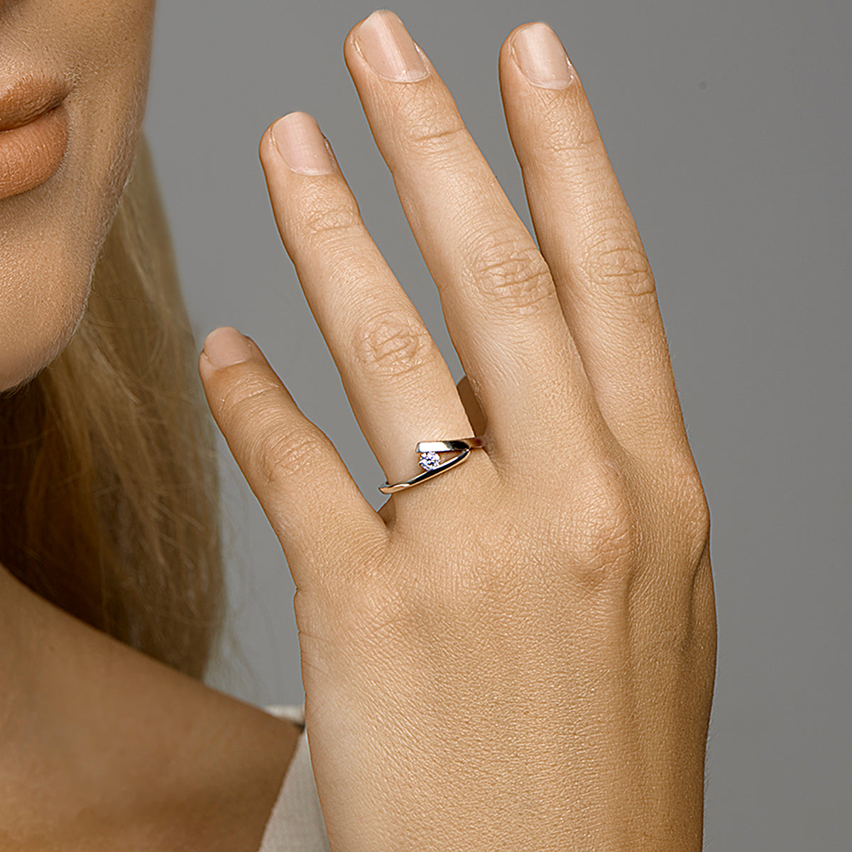 Ring Zirkonia Poly/Silber matt rhodiniert