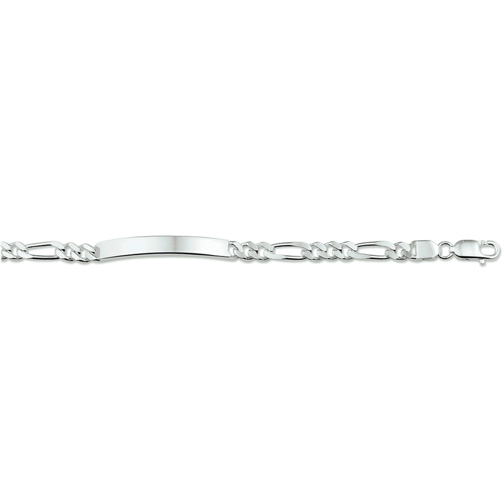 graveerarmband figaro plaat 6,3 mm 19 cm zilver wit
