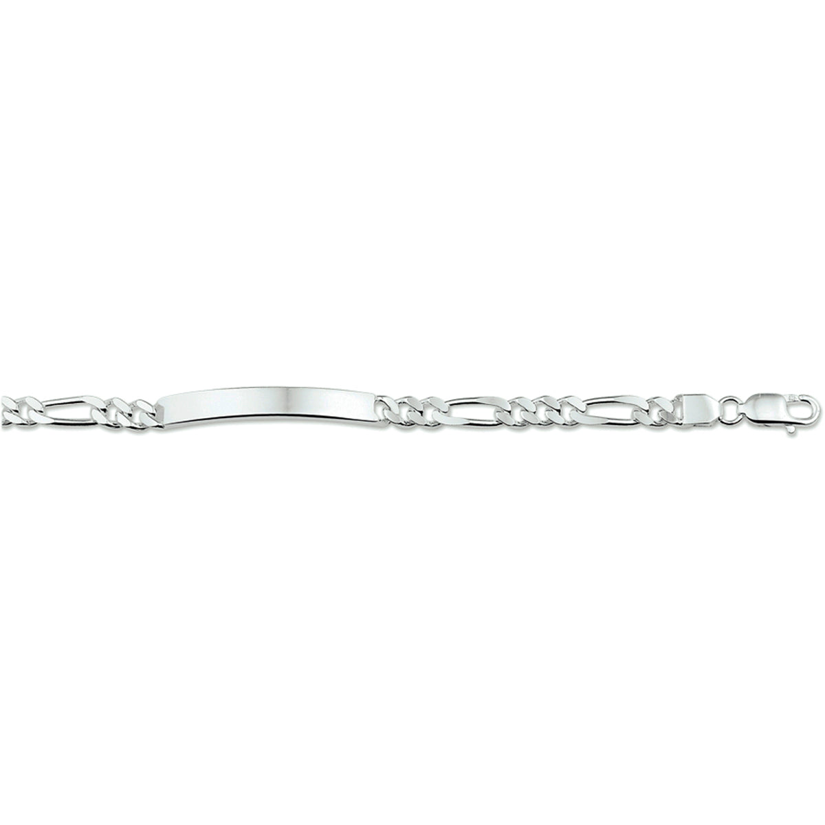 graveerarmband figaro plaat 6,3 mm 19 cm zilver wit