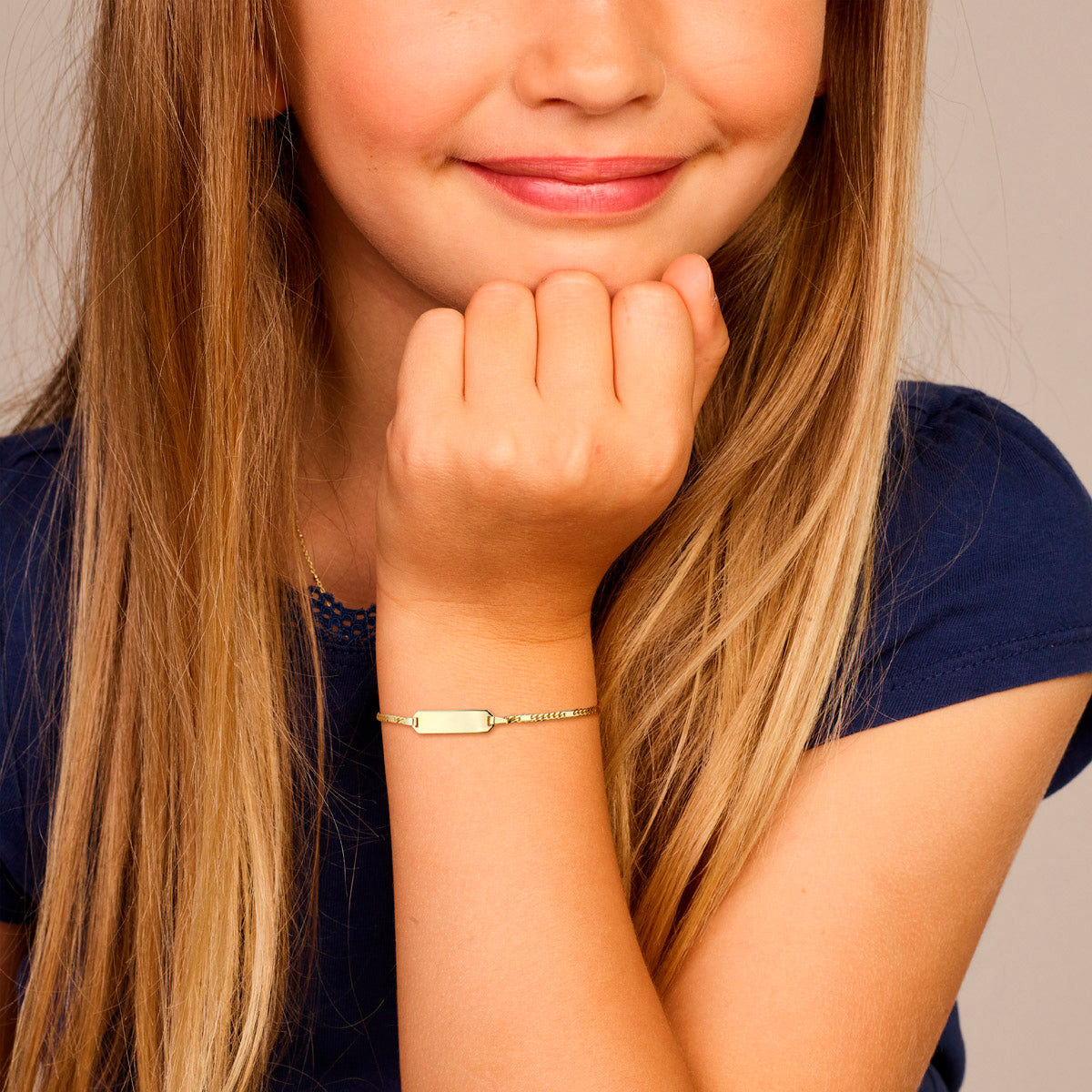 graveerarmband plaat 5,5 mm 14K geelgoud - rechthoek