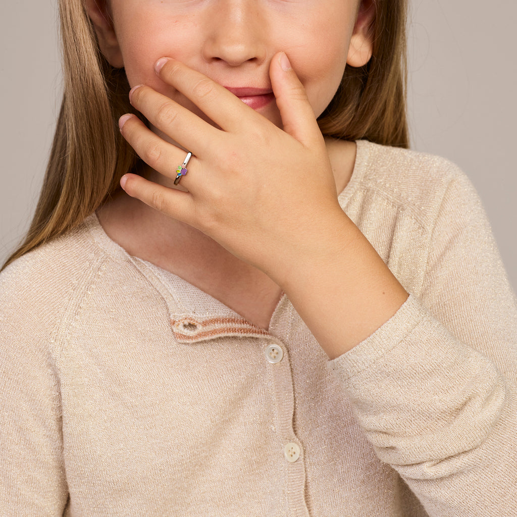 Ring Emaille Hundepfote rhodiniert