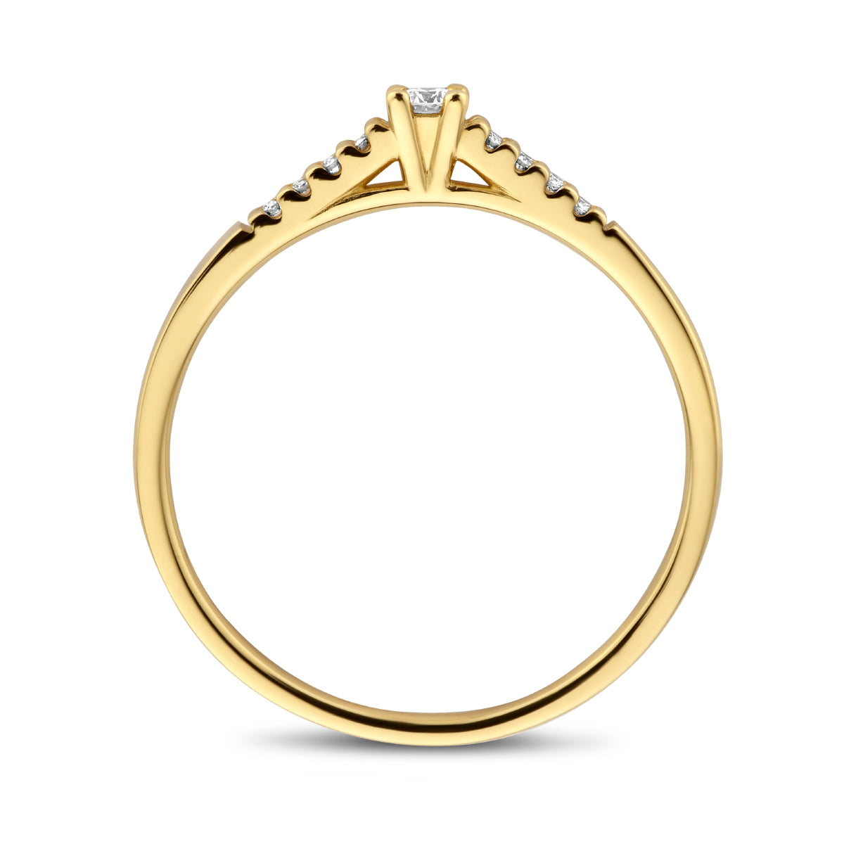 ring diamant 0.07ct h si 14K geelgoud