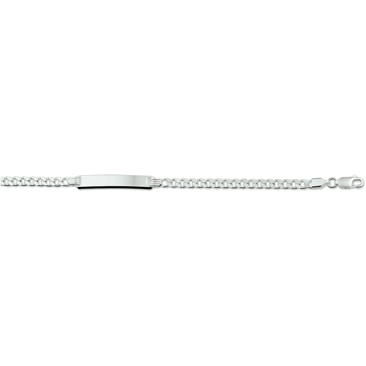 Gravurarmband Gourmet-Glieder 4-seitig geschliffen Platte 6 mm 19 cm Silber weiß