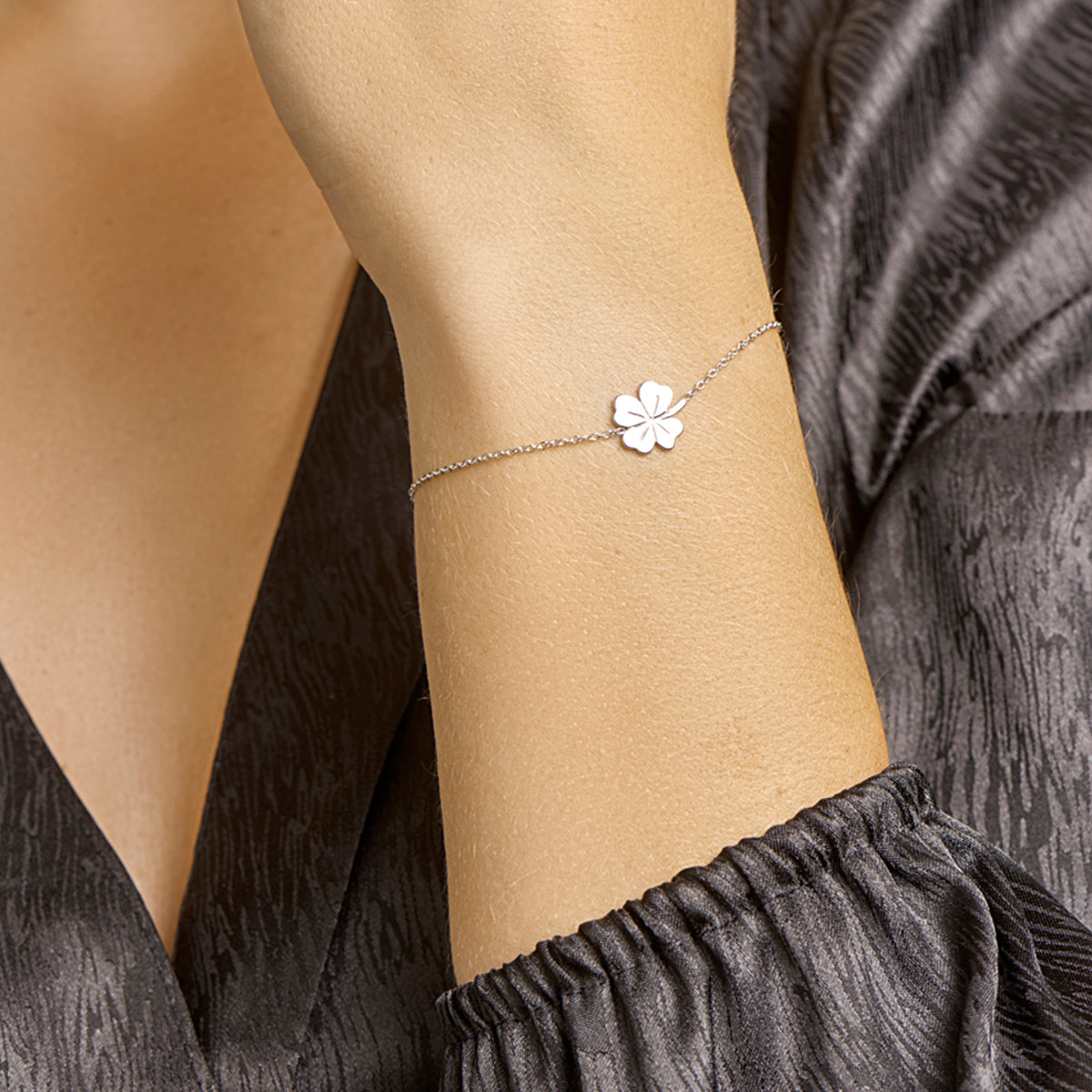 armband klavertje 1,0 mm 17 + 3 cm zilver gerhodineerd