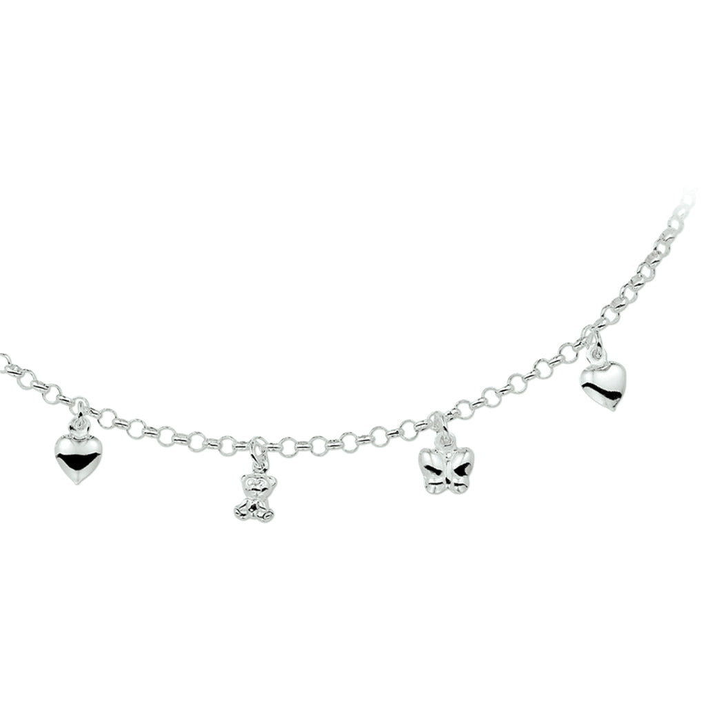 Halskette verschiedene Charms 42 cm Silber weiß