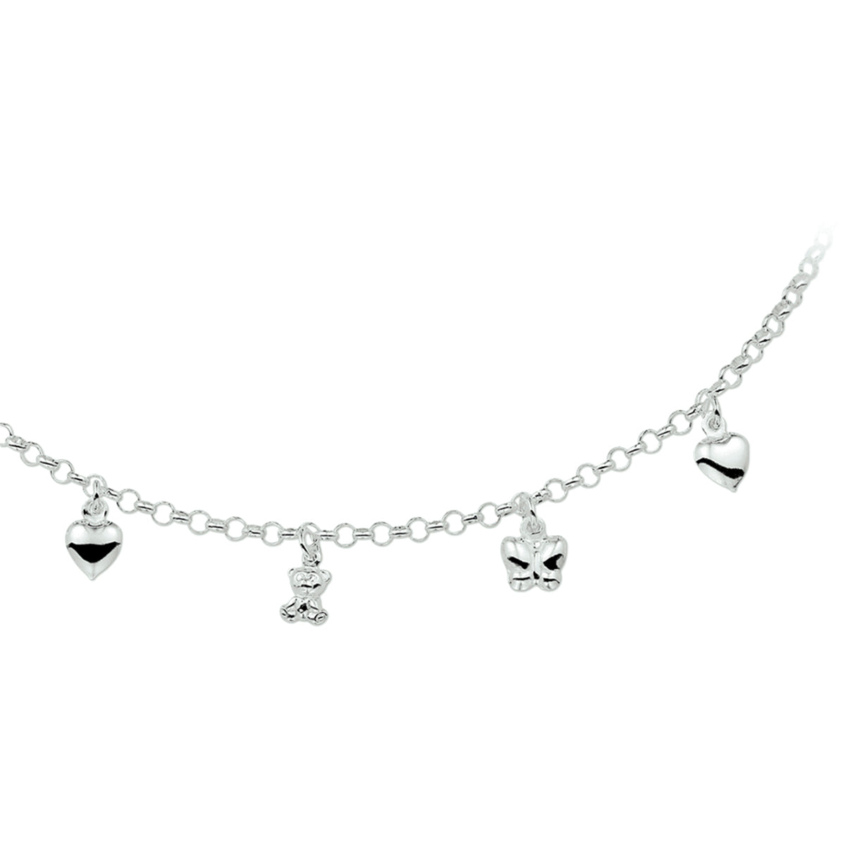 Halskette verschiedene Charms 42 cm Silber weiß