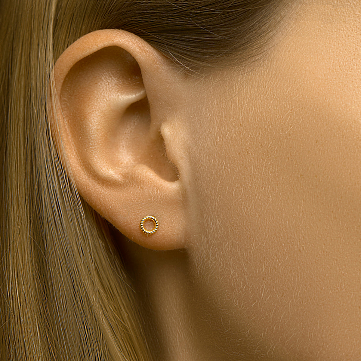 Ohrstecker rund 14K Gelbgold