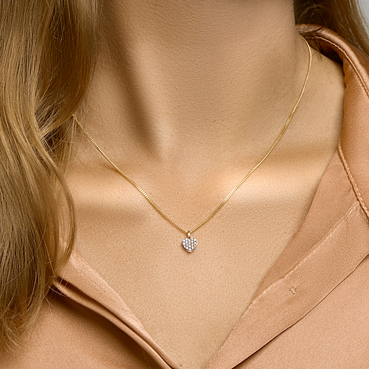 Anhänger Herz Zirkonia bicolor gestempelt 14K Gelbgold