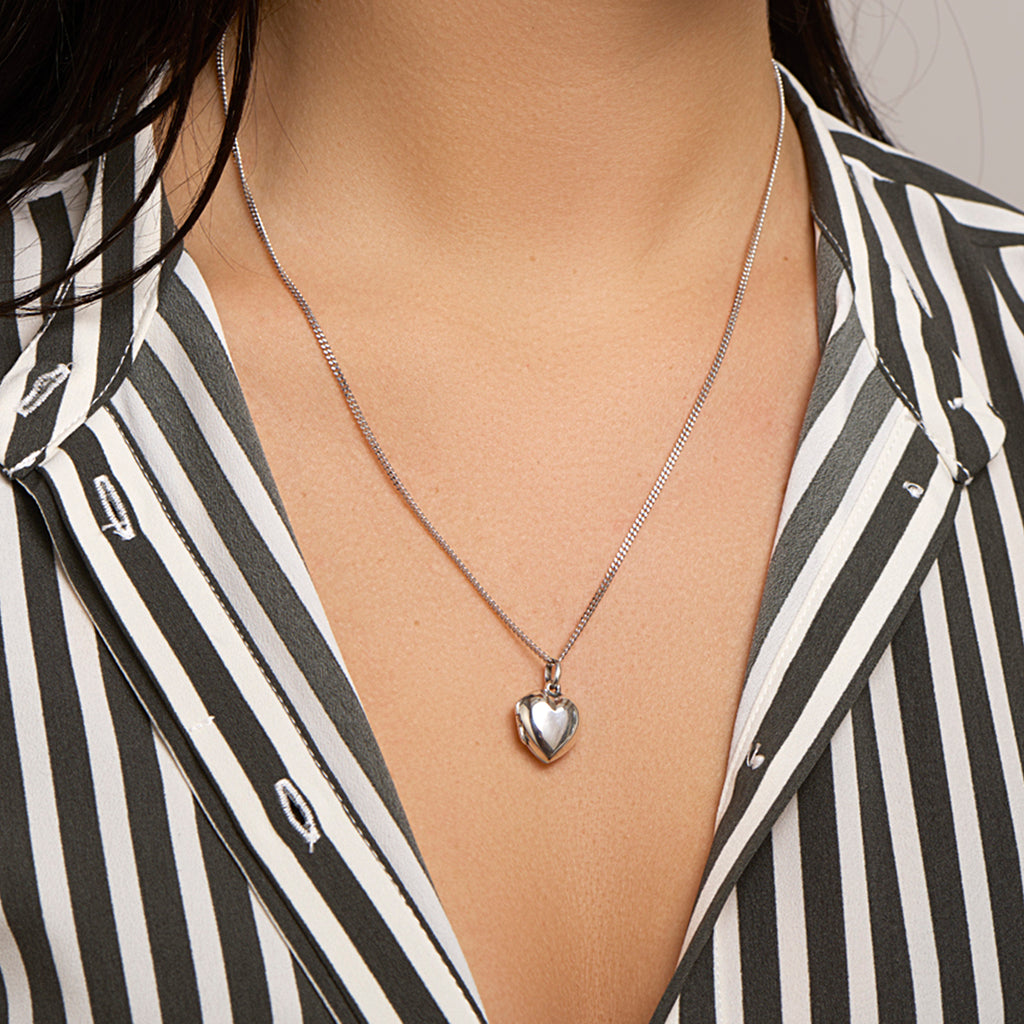 Medaillon Herz 14 mm Silber Weiß