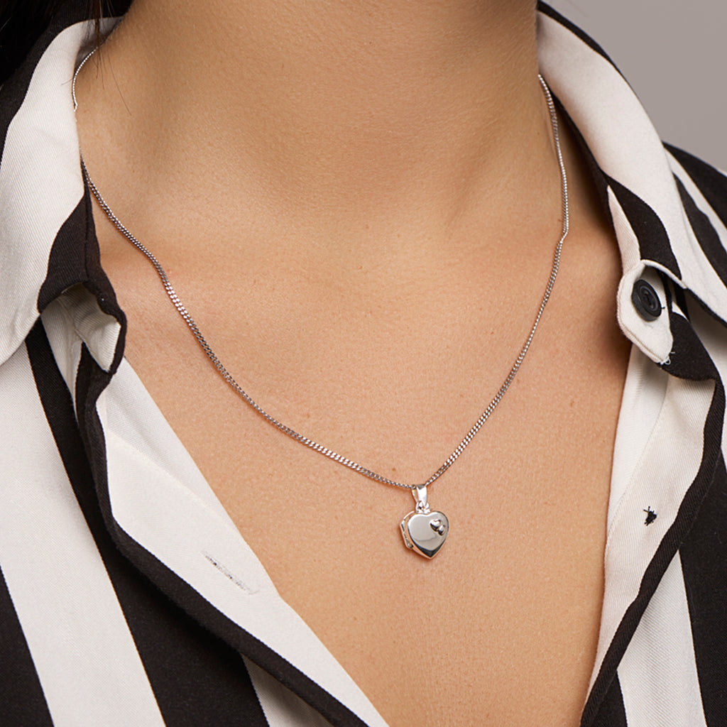 Medaillon Herz 13 mm Silber weiß