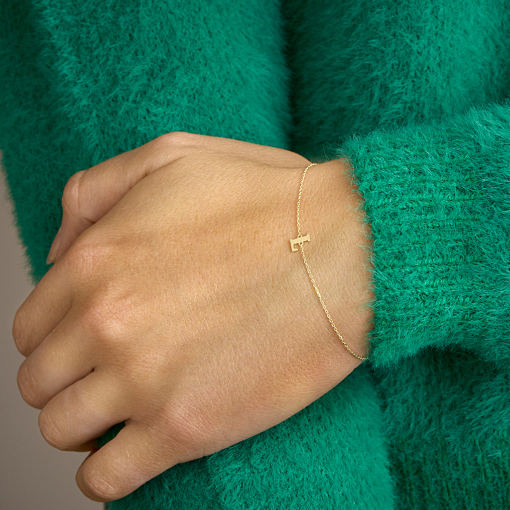 Armband Buchstabe 16,5 - 17,5 - 18,5 cm 14K Gelbgold