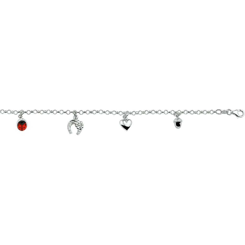 armband diverse bedels 17 cm zilver wit