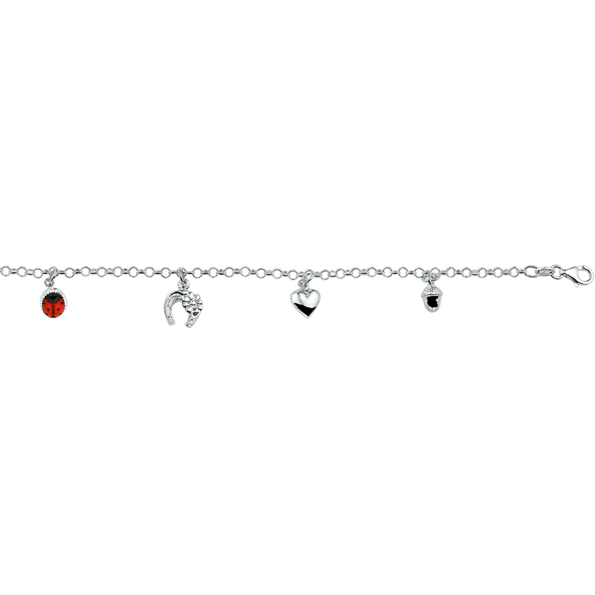 armband diverse bedels 17 cm zilver wit