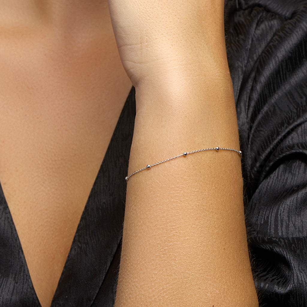 Armband Kugeln 2,0 mm 16 + 3 cm Silber rhodiniert
