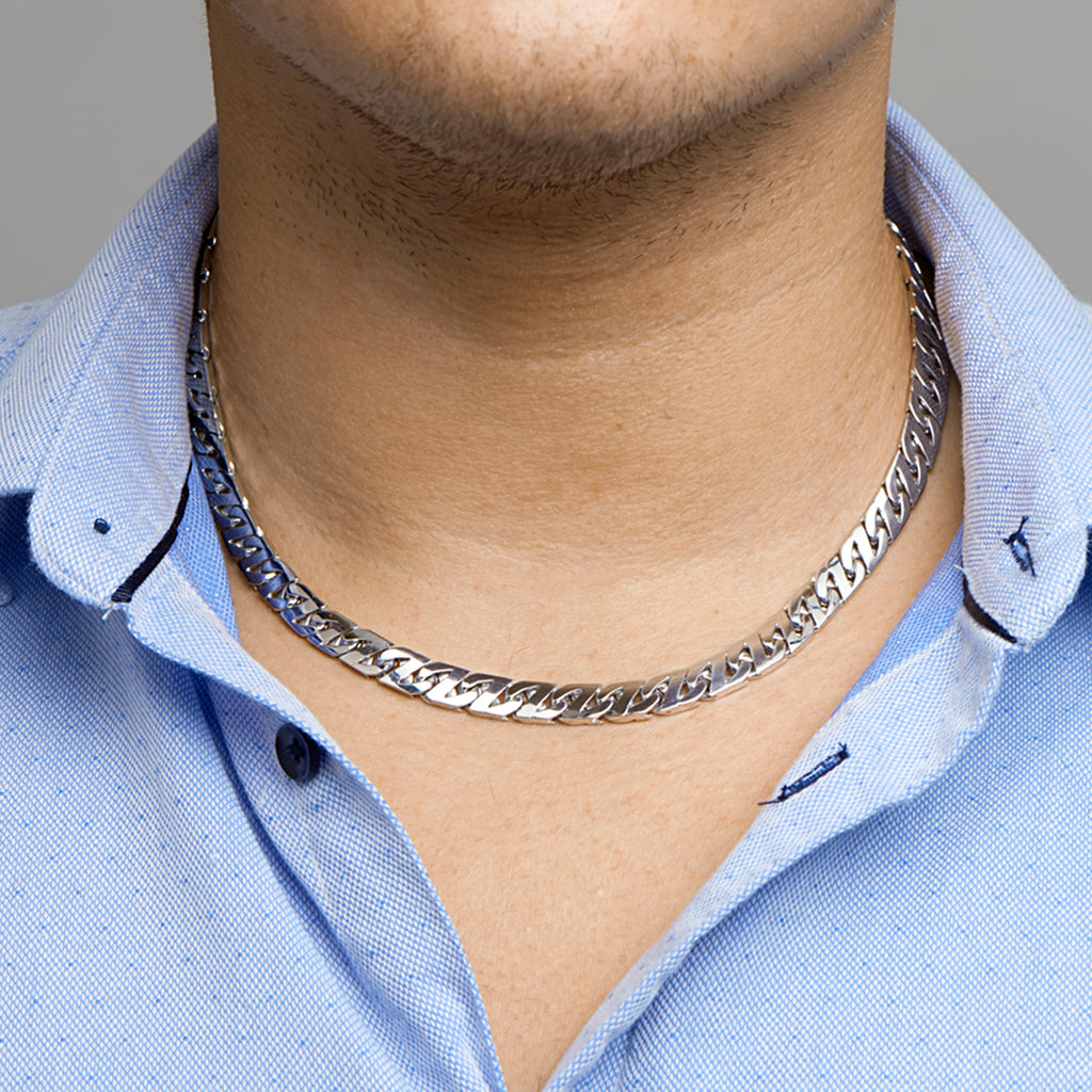 collier gourmette 8,2 mm zilver gerhodineerd