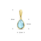 hanger blauw topaas 12,5 mm 14K geelgoud