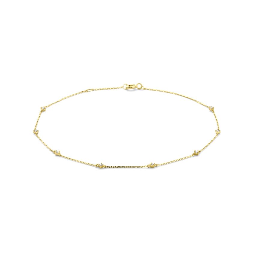 Fußkettchen Zirkonia 24 - 26 cm 14K Gelbgold