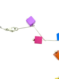 Handgemaakte Multi color collier vierkant