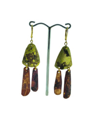 gepatineerd messing/koper hang oorbellen