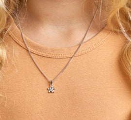 Zilveren kinder kettinghanger bloem zirkonia