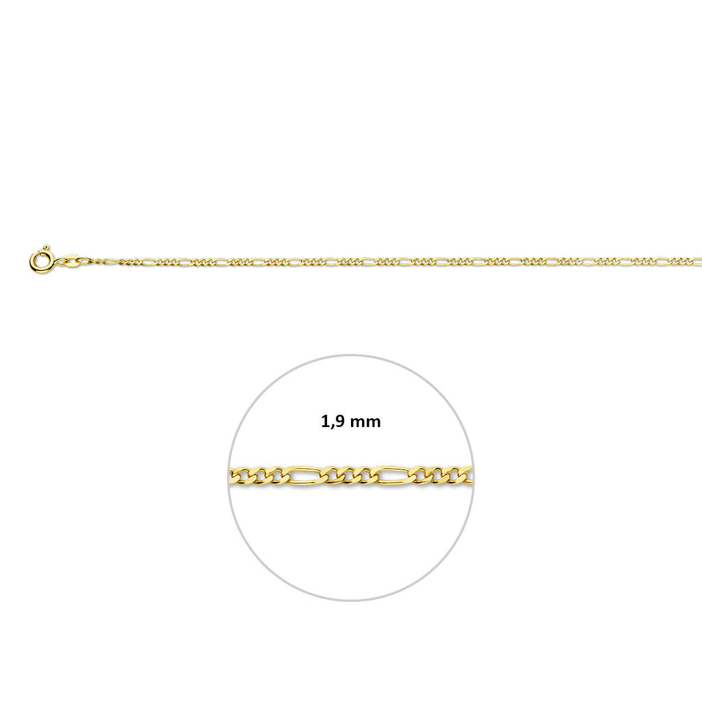 Fußkettchen Figaro 1,9 mm 14K Gelbgold