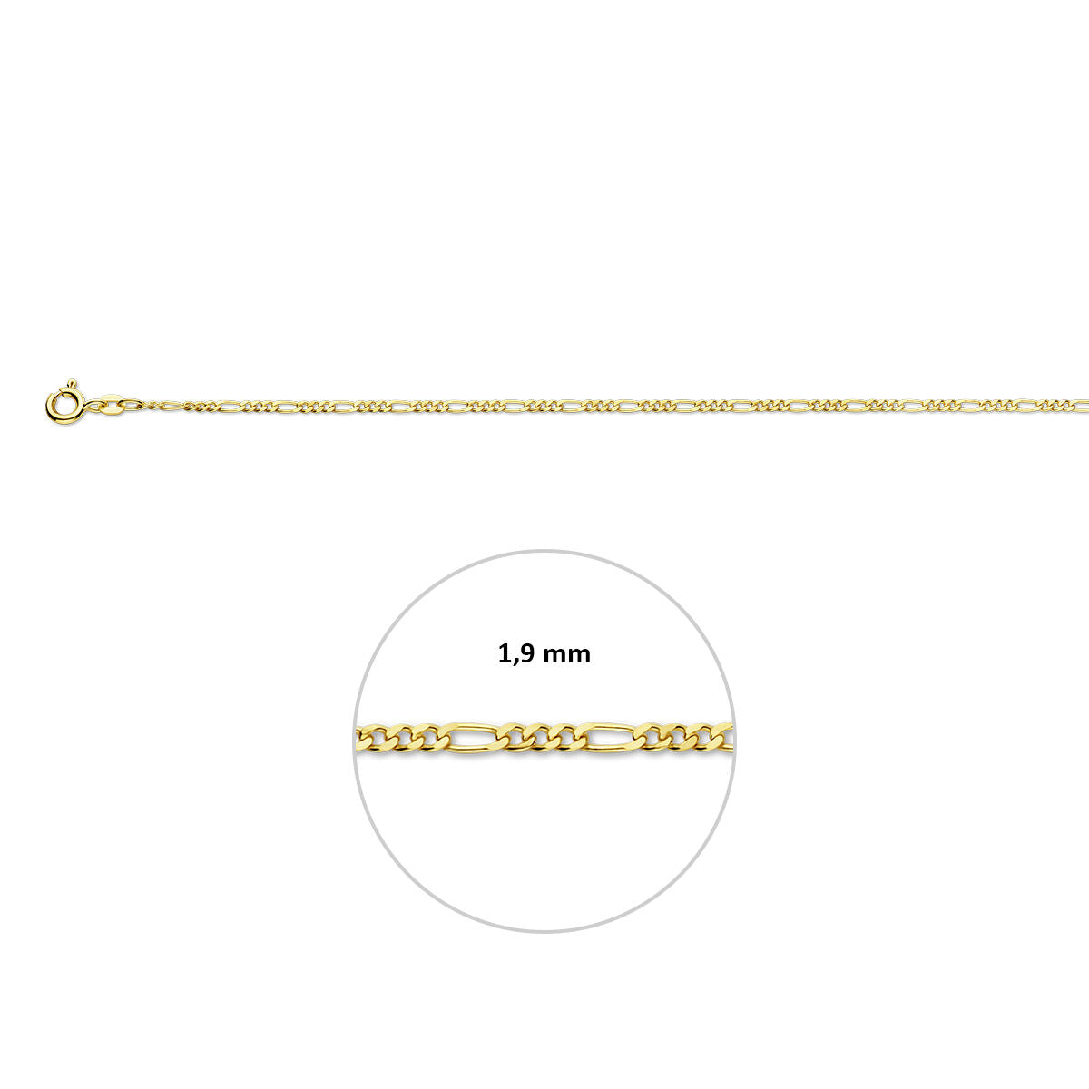 Fußkettchen Figaro 1,9 mm 14K Gelbgold