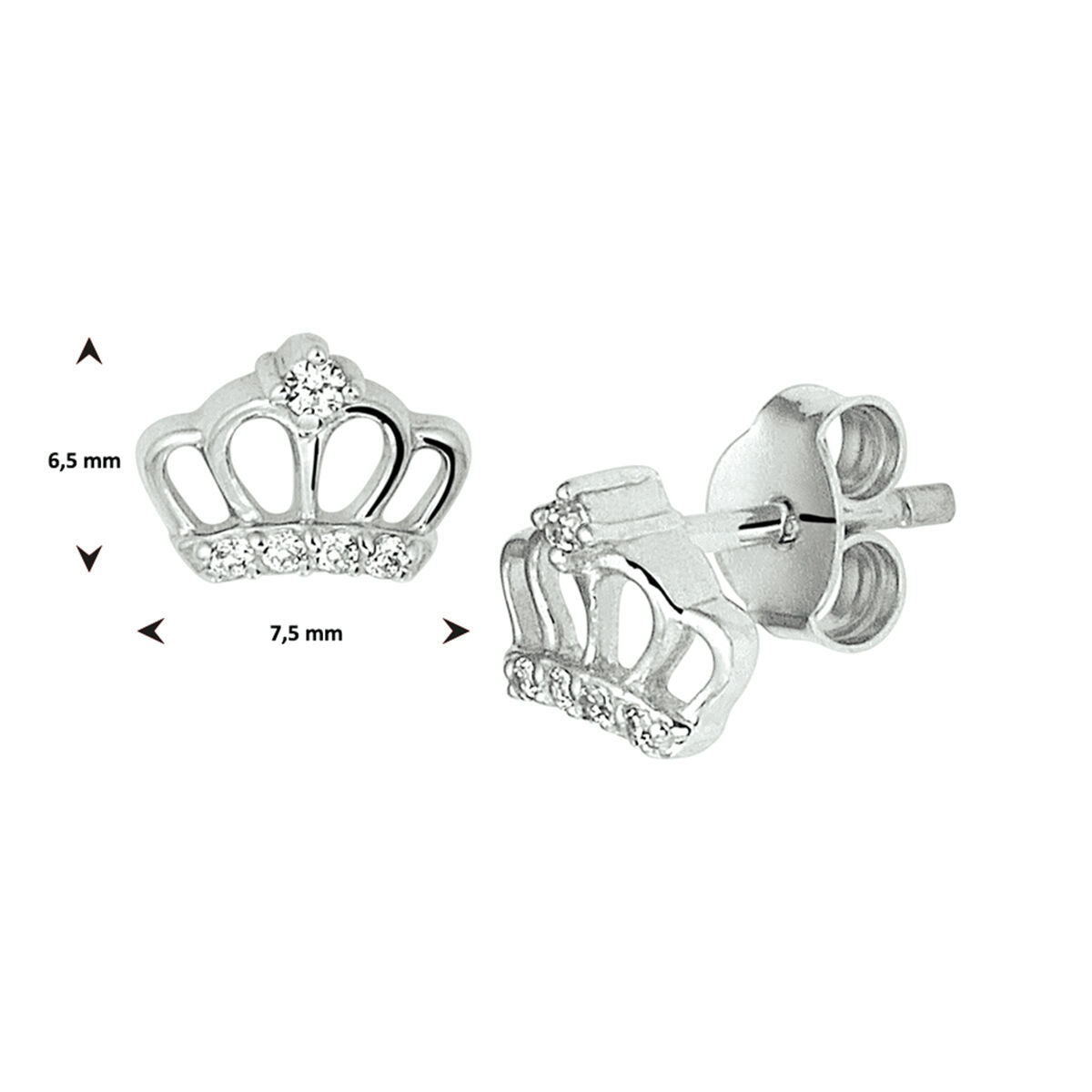 Ohrstecker Krone Zirkonia Silber rhodiniert