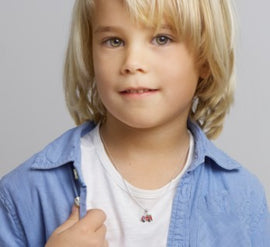 Zilveren kinder kettinghanger brandweerauto