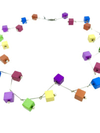 Handgemaakte Multi color collier vierkant