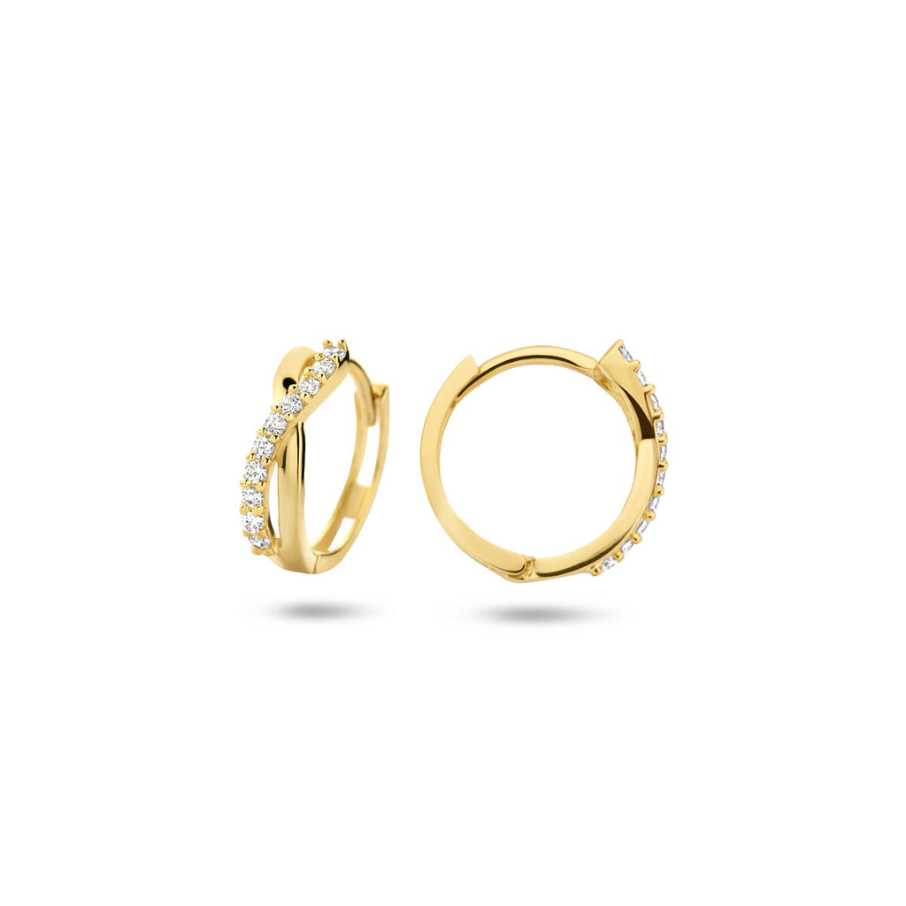 klapoorringen zirkonia 12,5 mm 14K geelgoud