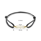 Armband Satin Schwarz 13 - 26 cm 14K Gold mit Gummi/Nylon/Leder