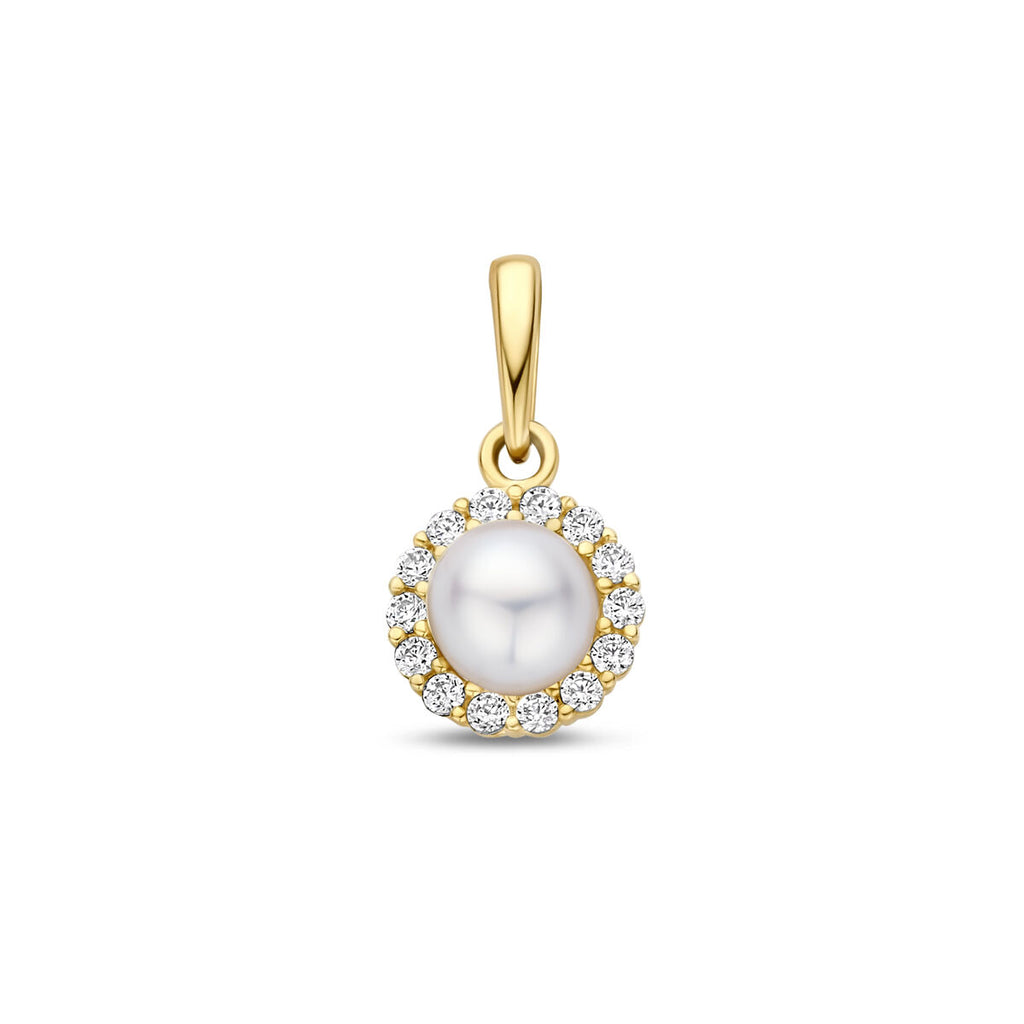 hanger parel en zirkonia 13 mm 14K geelgoud