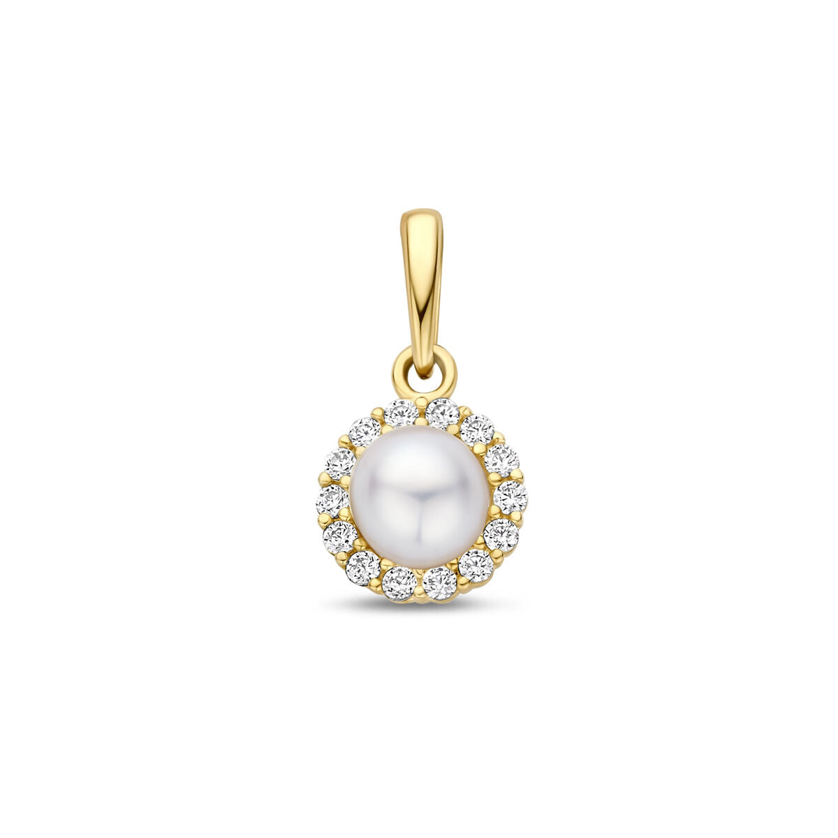 hanger parel en zirkonia 13 mm 14K geelgoud