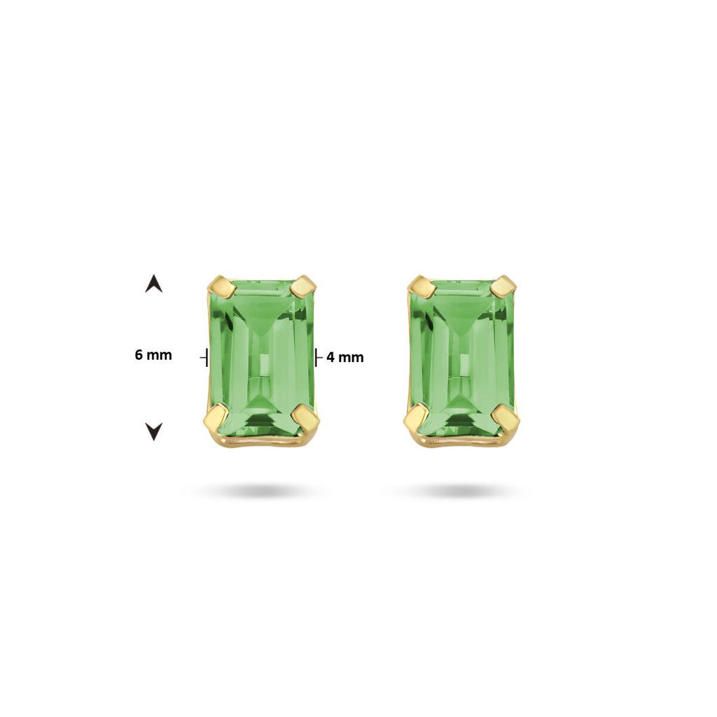 oorknoppen groen agaat 14K geelgoud