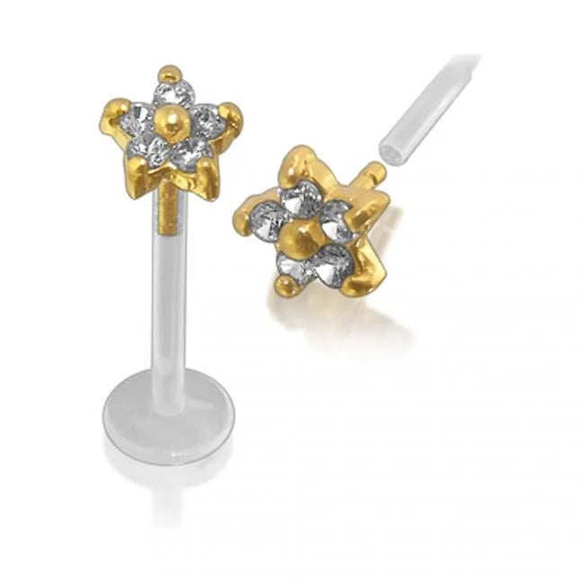 14 karaat gouden piercing: zirkonia ster