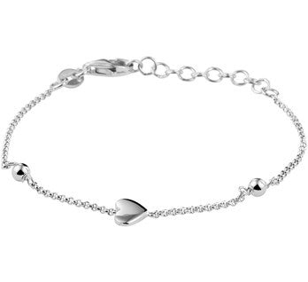Zilveren kinderarmband hart/bolletjes