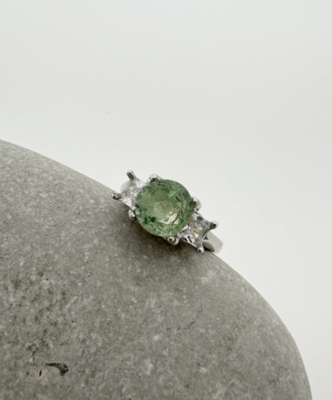 Handgemaakte zilveren tourmaline ring